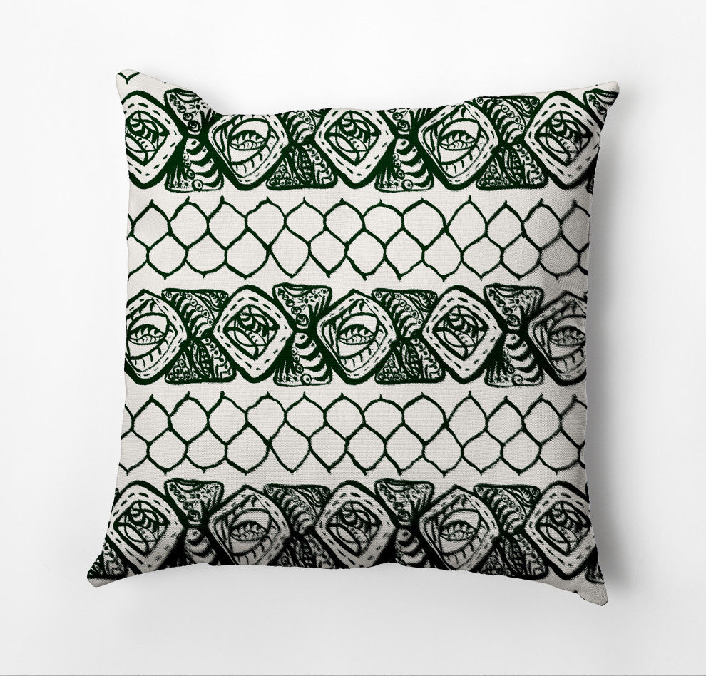 Honeycomb Stripes Pillow, Green, 16"x16"