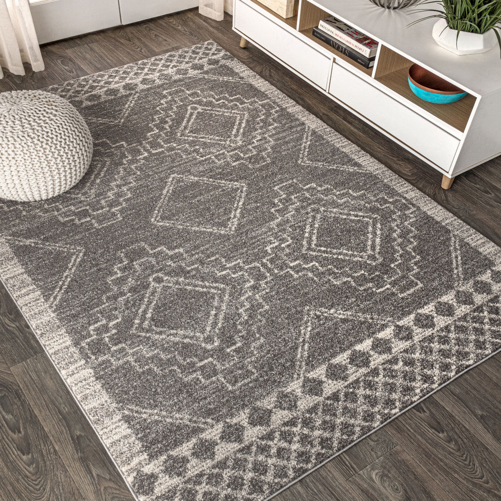 Amir Moroccan Beni Souk Rug, Gray/Cream, 2 Ft. X 20 Ft.
