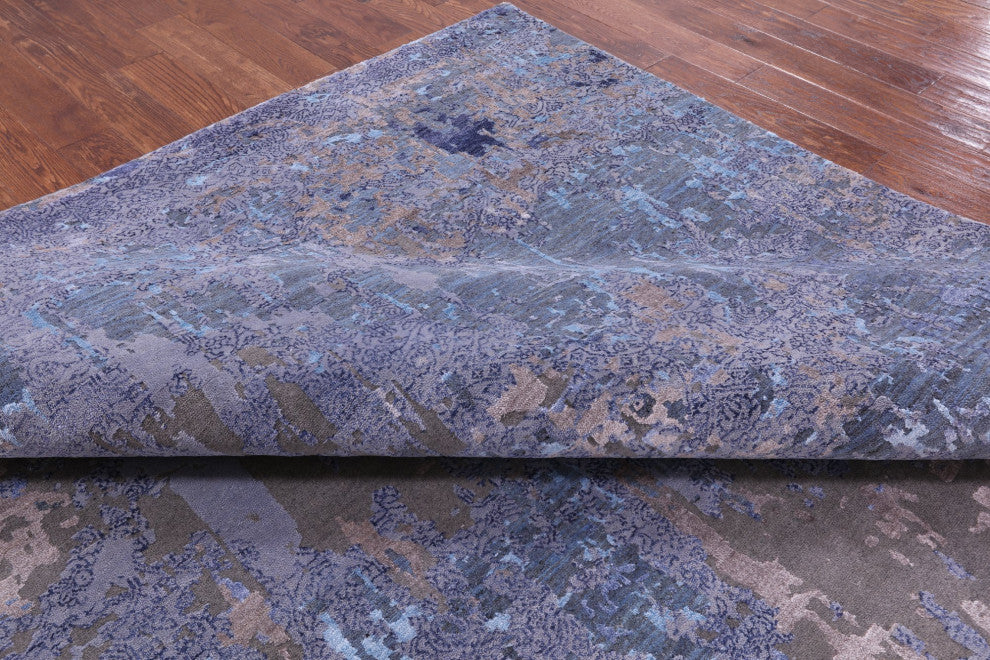 Modern Handmade Wool and Silk Rug 9' 0" X 12' 4" Q7240