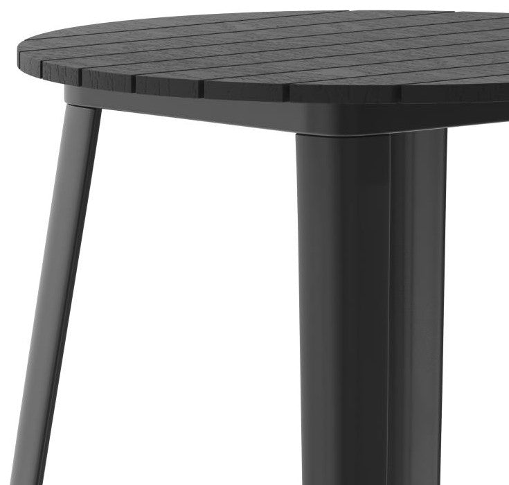 Declan Commercial Indoor/Outdoor Round Bar Top Table, 30", Black
