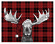 Plaid Christmas Moose 11"x14" Easelback Canvas