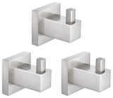 Cube Bathroom Towel & Robe Hook 3 Count, Brushed Nickel