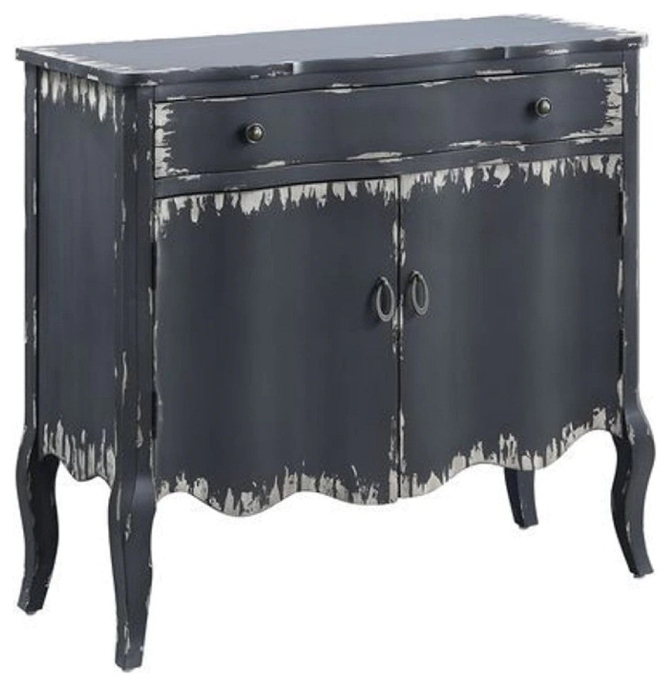 Benzara BM273244 2 Door Console Sideboard Cabinet, Shelf, Drawer, Antique Gray