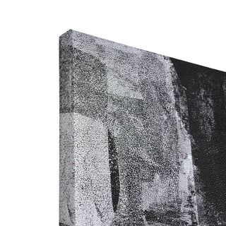 Monochrome Abstract Panel I Black Art on Silver Shagreen Wrapped Canvas Wall Art