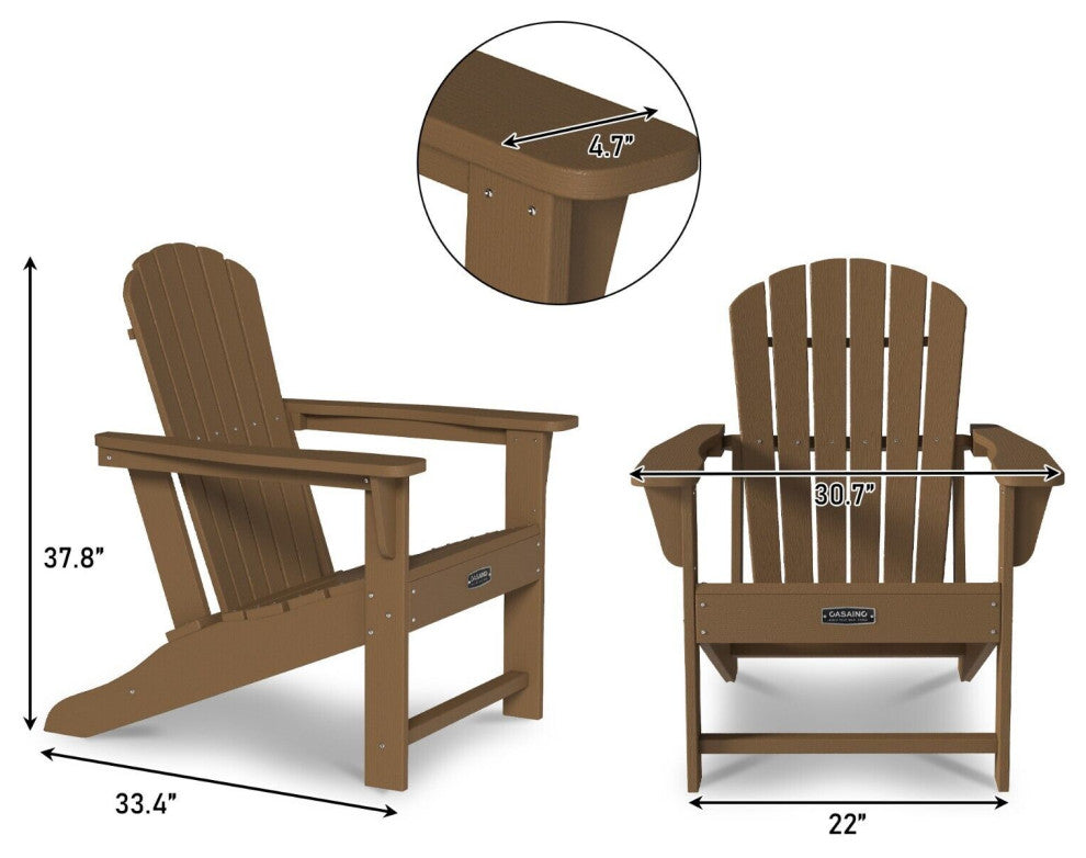 CASAINC Adirondack Chair PS Board 6 Back Panel Outdoor Widened Armrests Brown