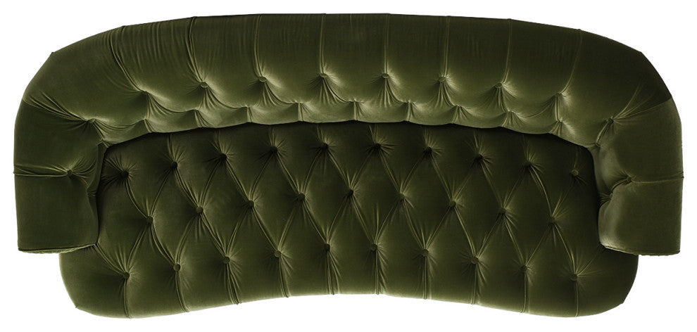 La Rosa Victorian Chesterfield Tufted Sofa, Olive Green Performance Velvet