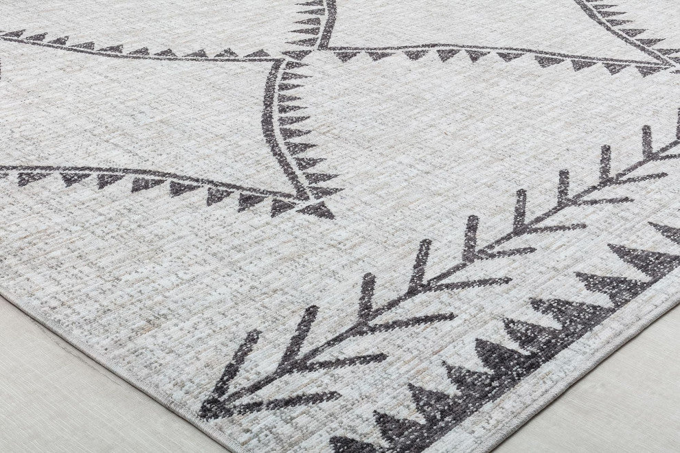 Jade Angelica White Moroccan Tribal White Recycled Area Rug, 2'6" X 8'