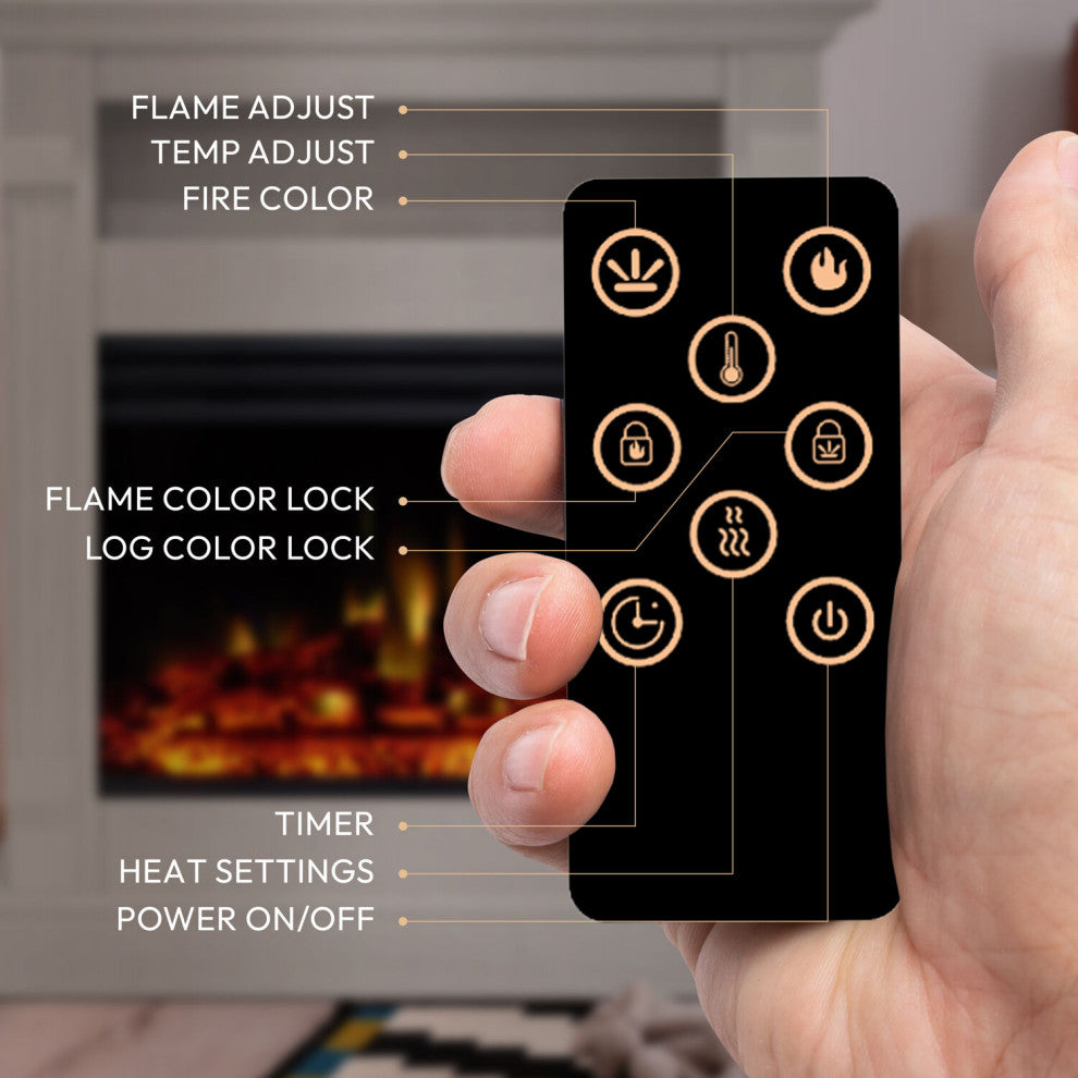 Sienna 34" Electric Fireplace Heater With Mantel, Multicolor Flames, White