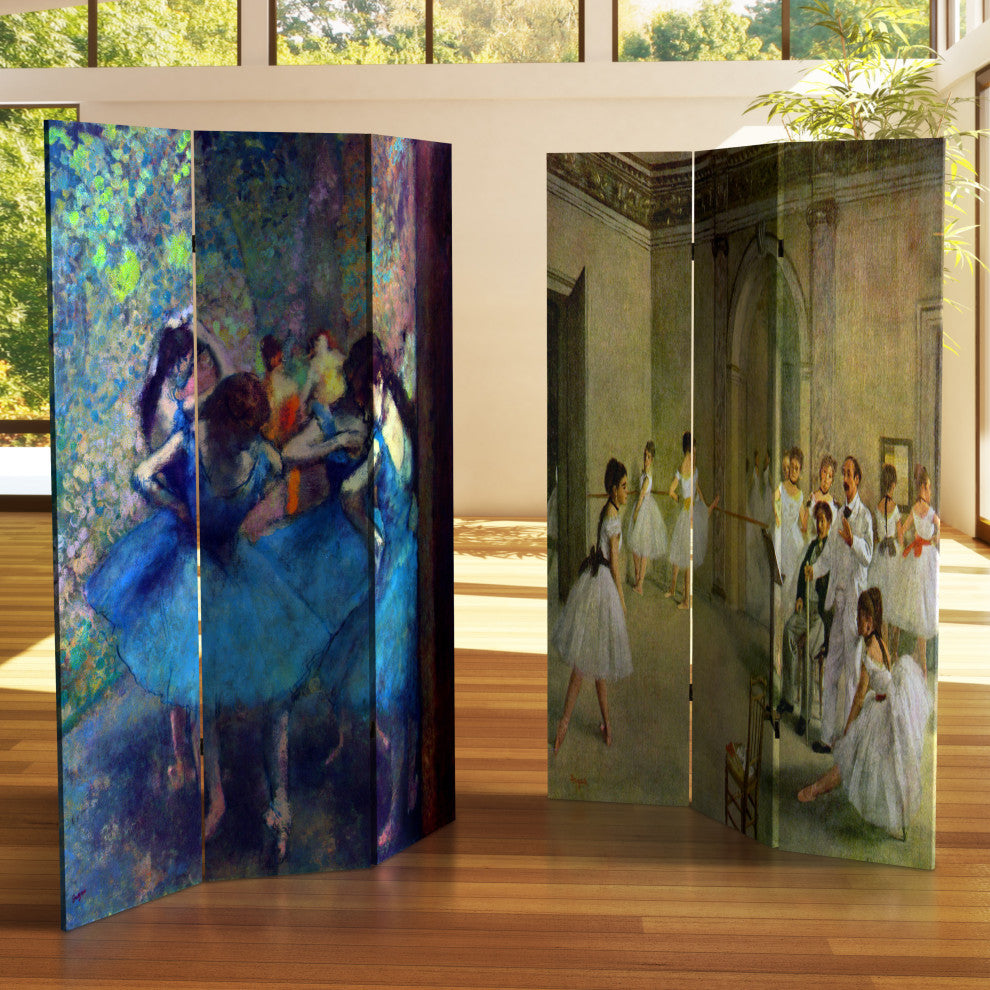 6' Tall Double Sided Works of Degas Room Divider, Dancers