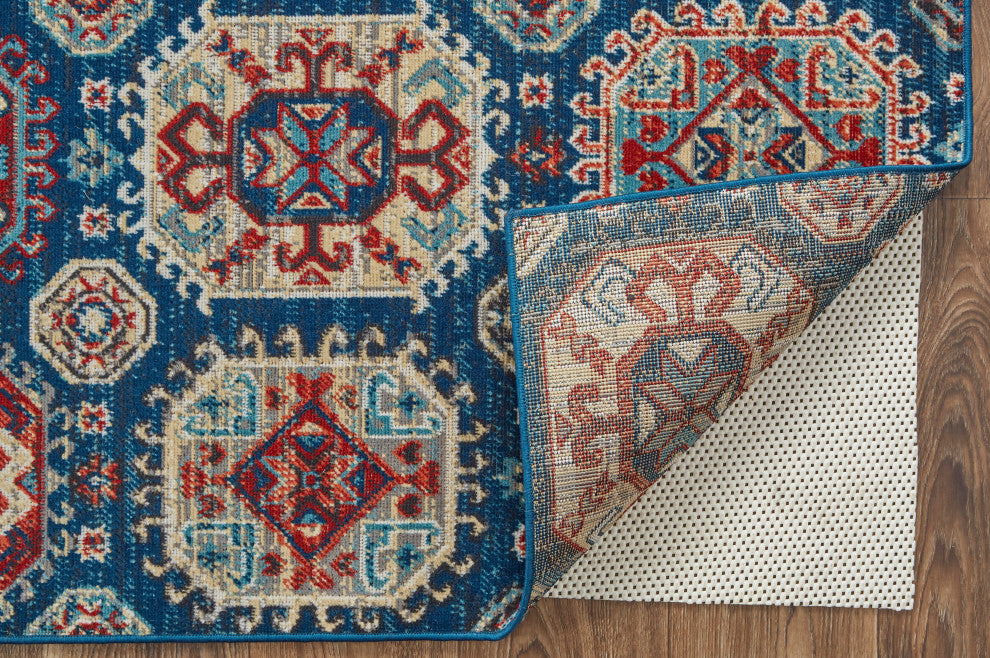 Weave & Wander Kezia Rug, Classic Blue/True Red, 2ft-10in x 7ft-10in