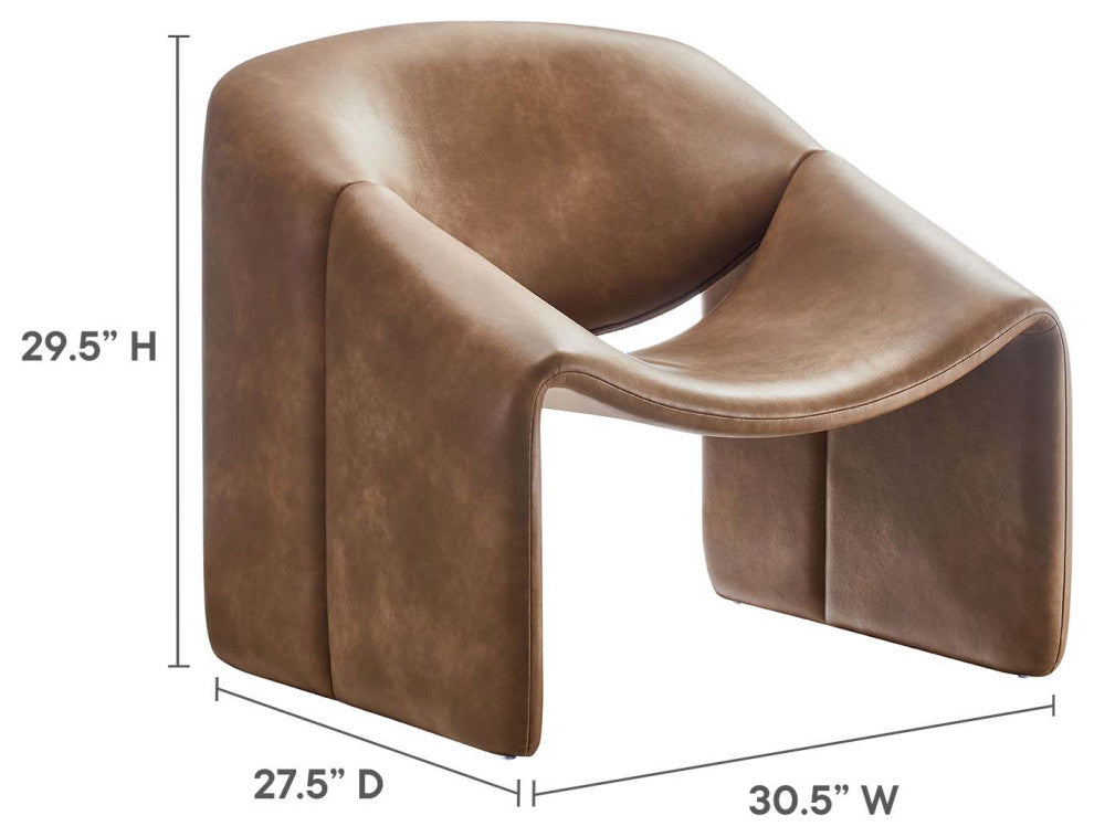 Vivi Vegan Leather Accent Chair - Brown