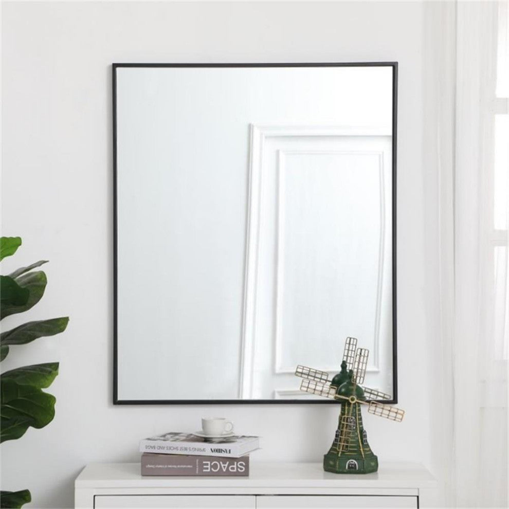 Elegant Decor Eternity 36" x 30" Contemporary Metal Frame Mirror in Black