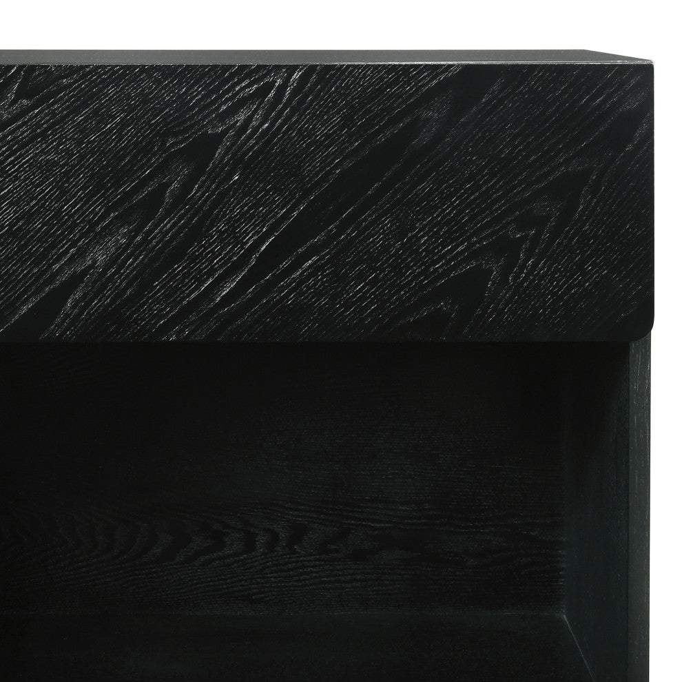 Petra 1 Drawer Wood Nightstand, Black Finish