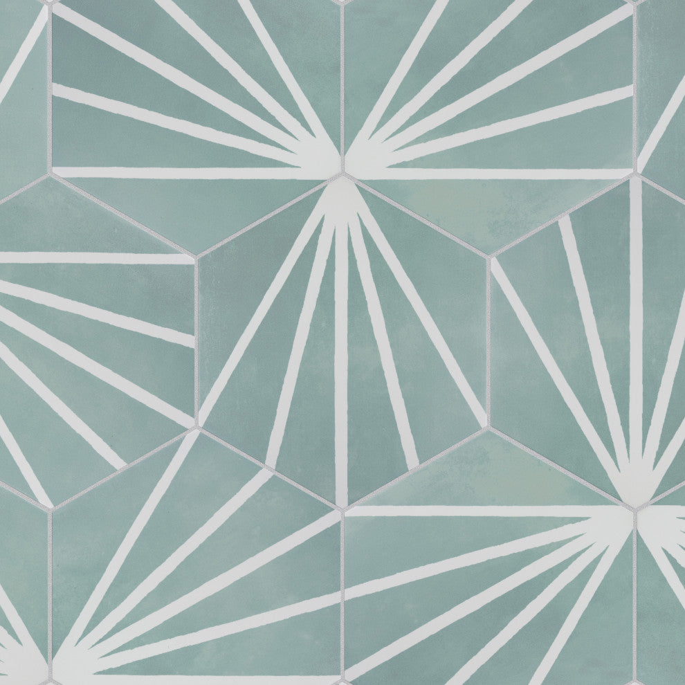Horizon Dusk Hex Aquamarina Porcelain Floor and Wall Tile
