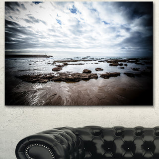 Dramatic Atlantic Coast at Low Tide, Seashore Canvas Art Print, 60"x28"