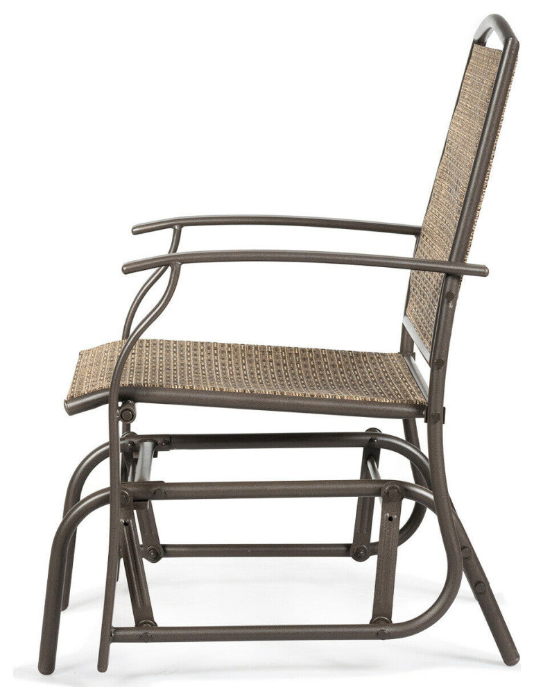 Costway 2PCS Patio Swing Single Glider Chair Rocking Seating Steel Frame Brown