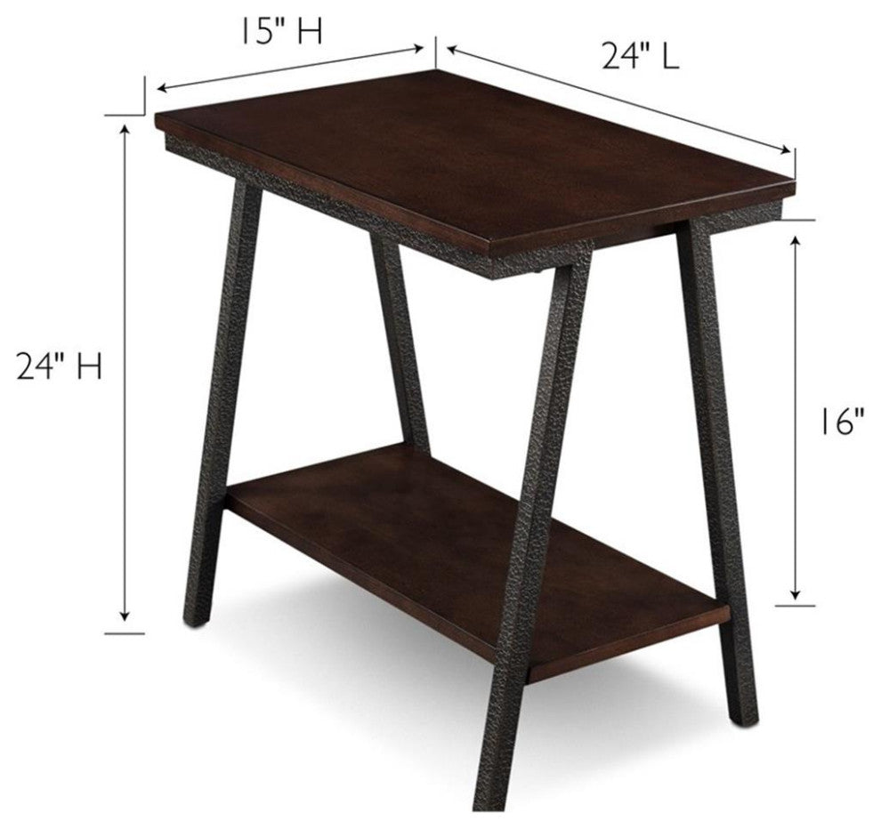 Leick Furniture Empiria Wood End Table in Walnut and Foundry Bronze Brown