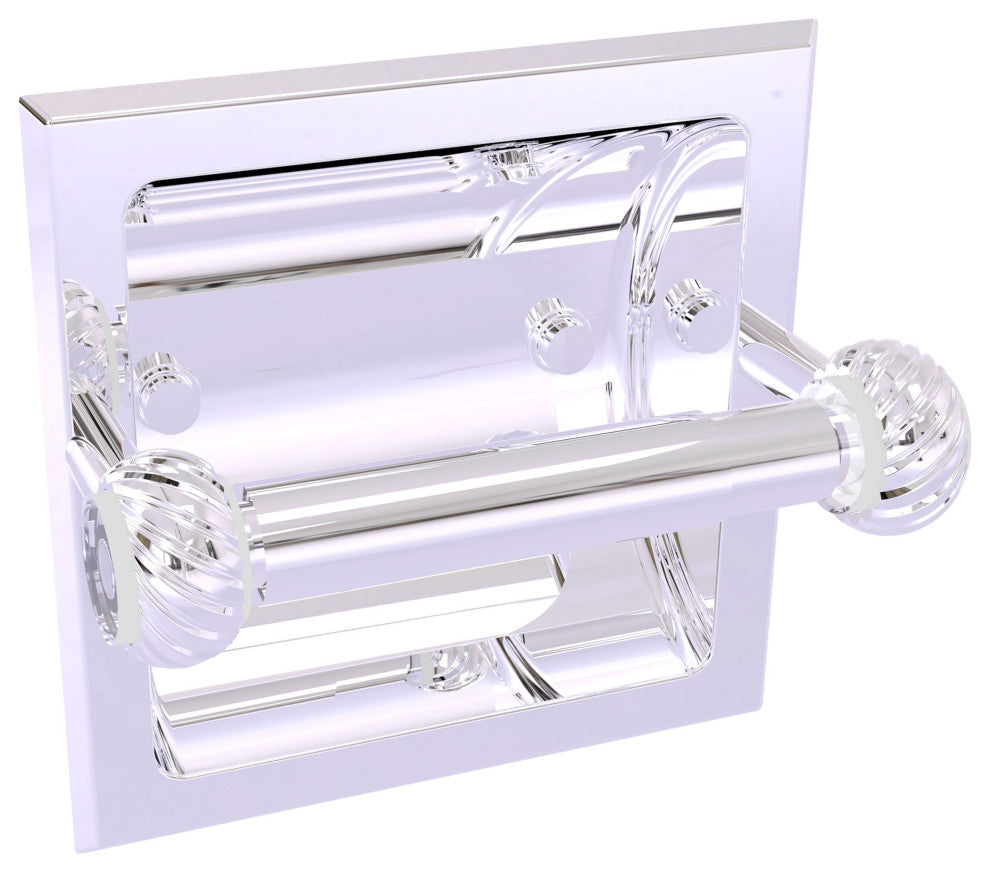 Clearview Recessed Toilet Paper Holder with Twisted Accents, Polished Chrome