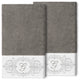 Linum Home Turkish Cotton Monica 2-Piece Embellished Bath Towel Set, Dark Gray