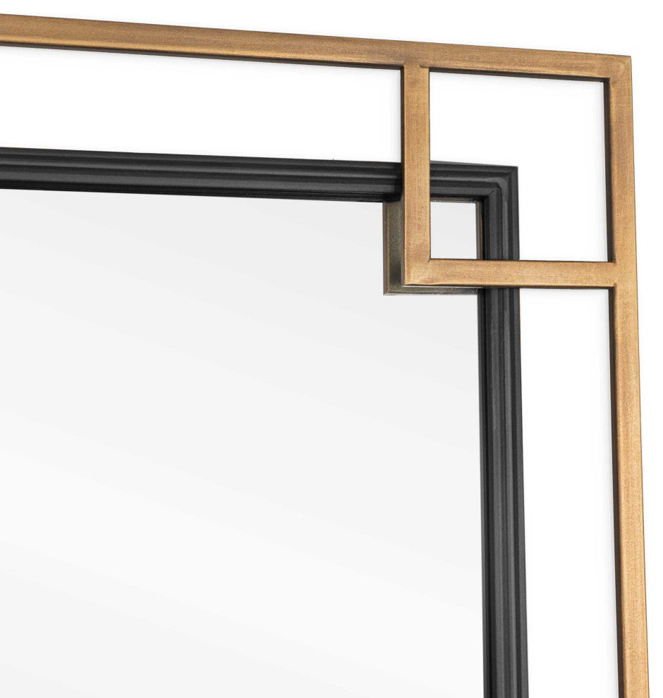Mavis 22" Square Metal Gold and Black Wall Mirror