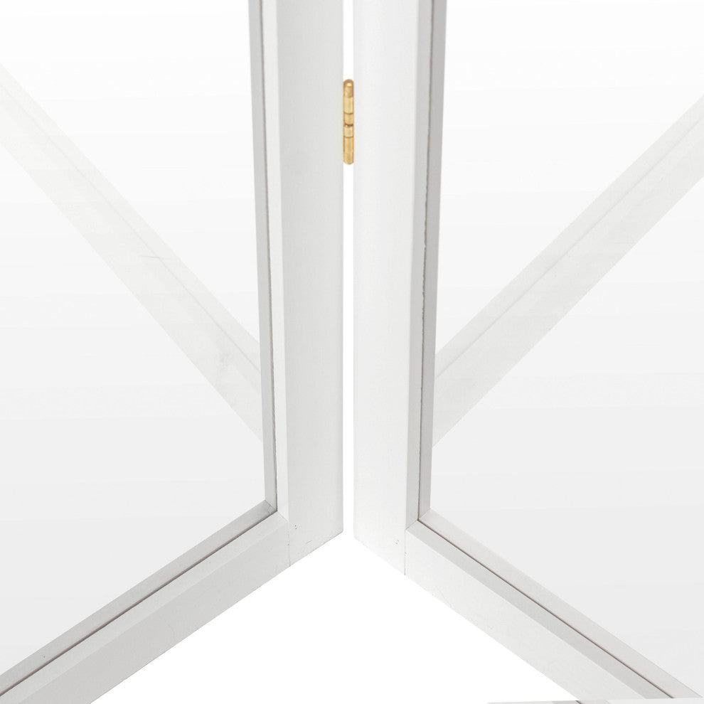 2' Tall Clear Screen, White, 4 Panel