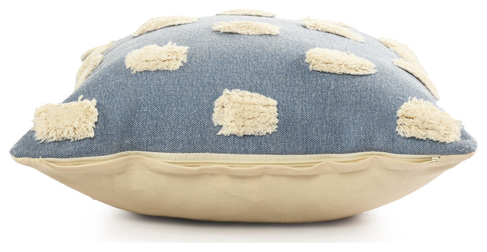 Pom Pom Palace Glam Throw Pillow, Denim Blue, 20" X 20"
