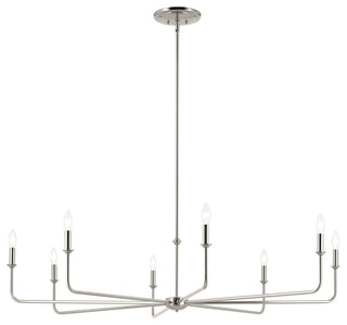 Pallas 52" XL 8-Light Round Chandelier With White Linen Shade, Polished Nickel