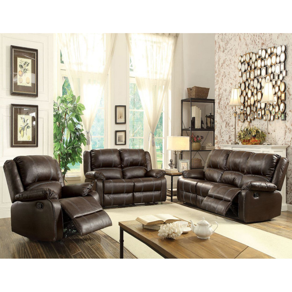 Faux Leather Reclining Sofa, Brown
