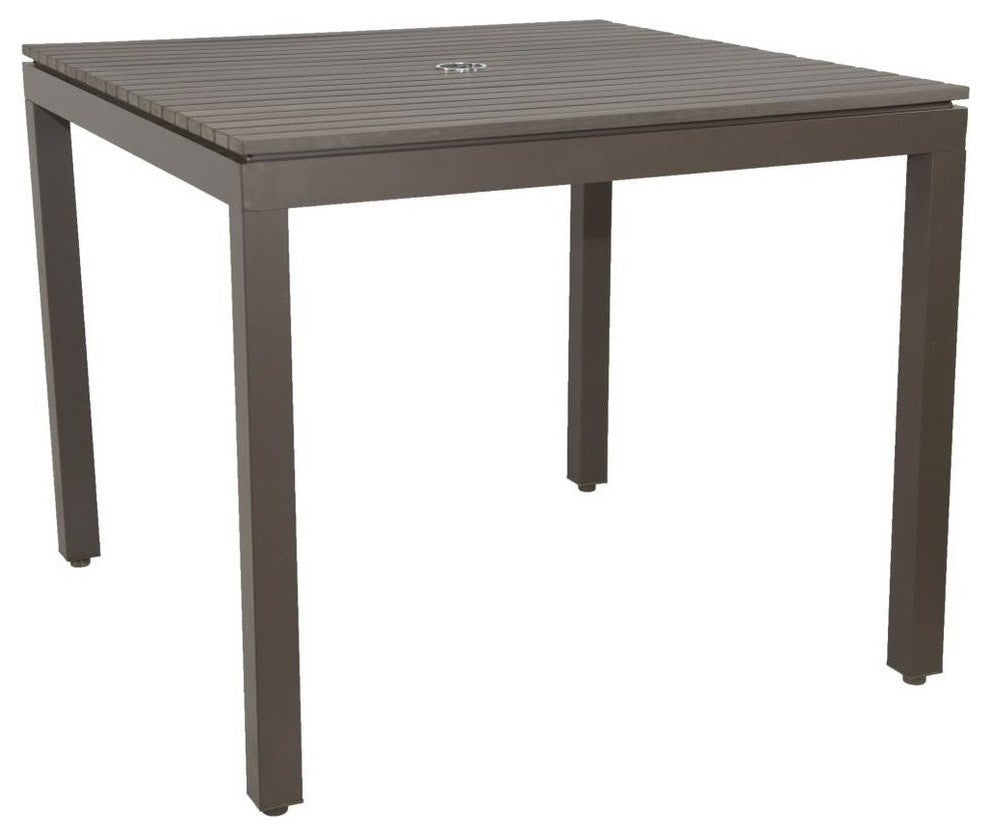 Riviera Outdoor Faux Wood Square Dining Table, Gray
