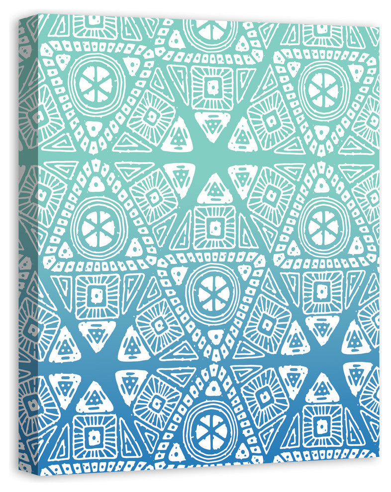 Blue Sunset Tribal Pattern 24x30 Canvas Wall Art