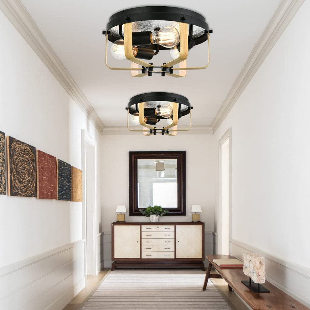 3 light industrial Semi Flush Mount Ceiling Light Fixtures 12 inch Farmhouse