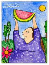 Wyanne 'Big Diva With Watermelon' Canvas Art, 32"x24"