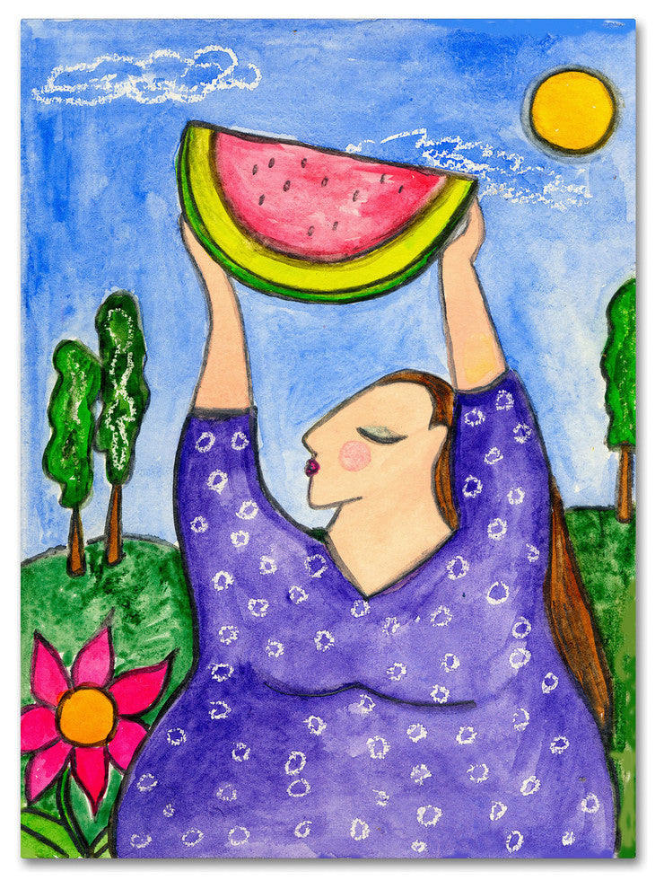 Wyanne 'Big Diva With Watermelon' Canvas Art, 32"x24"