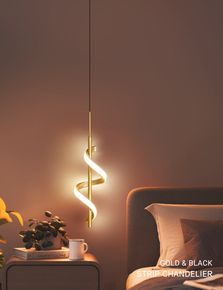 MIRODEMIÂ® Tovo San Giacomo | Ribbon Design Chandelier for Bedroom, Gold, A, Cool Light