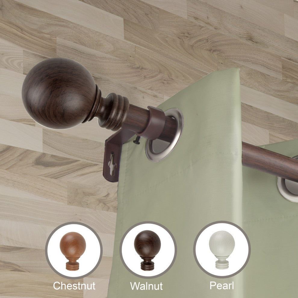 Lyndon 1" Diameter Curtain Rod, Dark Walnut, 170-240"