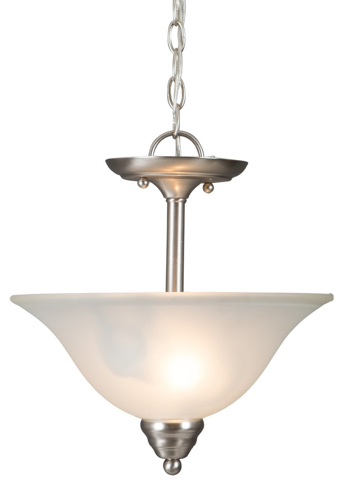 2-Lights Inverted Pendant, Satin Nickel Finish