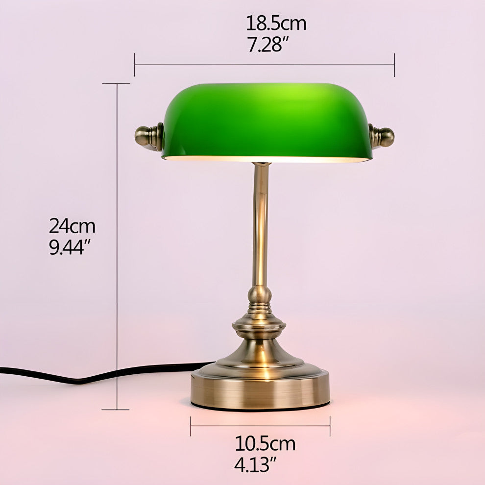 Classical vintage banker reading lamp for bedroom, study room, Green