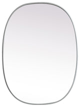 Metal Frame Oval Mirror 27X36 Inch, Silver