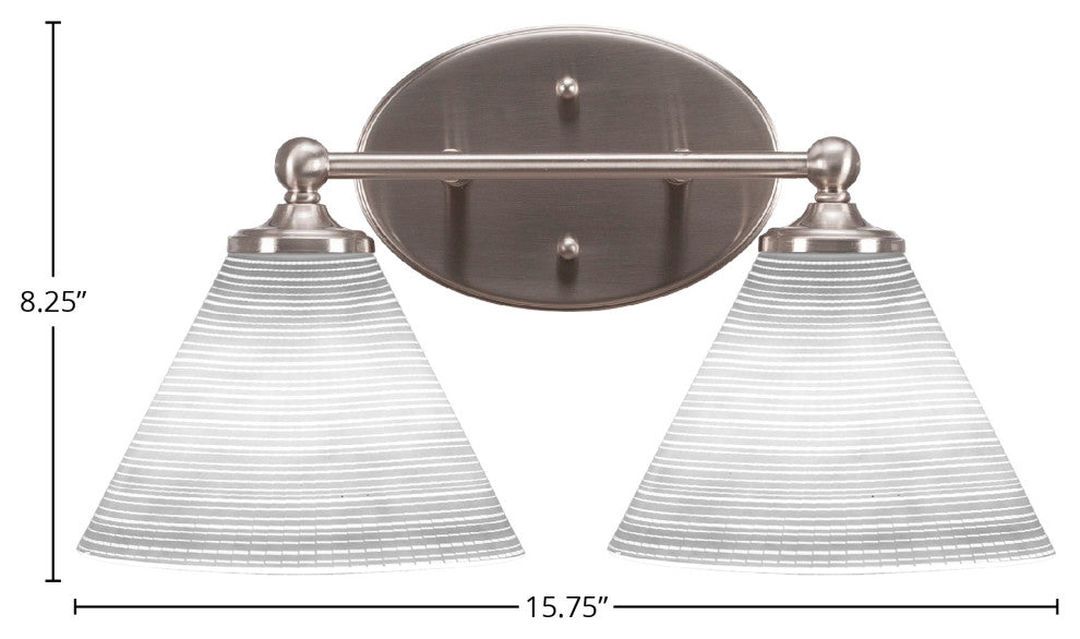 Capri 2-Light Bath Bar, Brushed Nickel/White Matrix