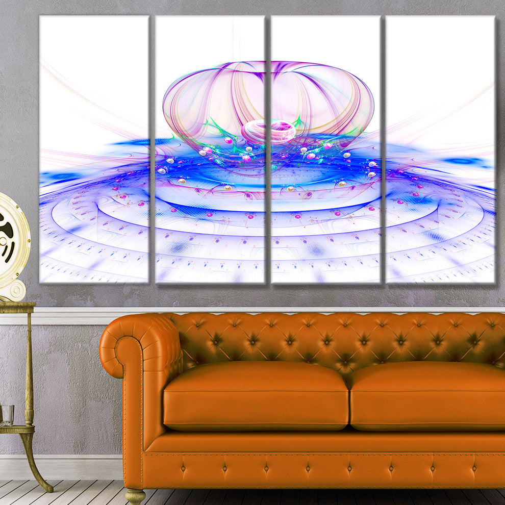 Spectacular Blue 3D Surreal Art, Floral Canvas Art Print, 48"x28", 4 Panels