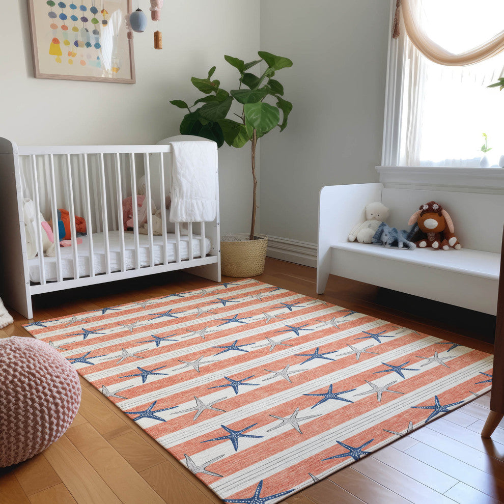 Addison Premium Washable Mayfield AMF191 Orange 5' x 7'6" Rug