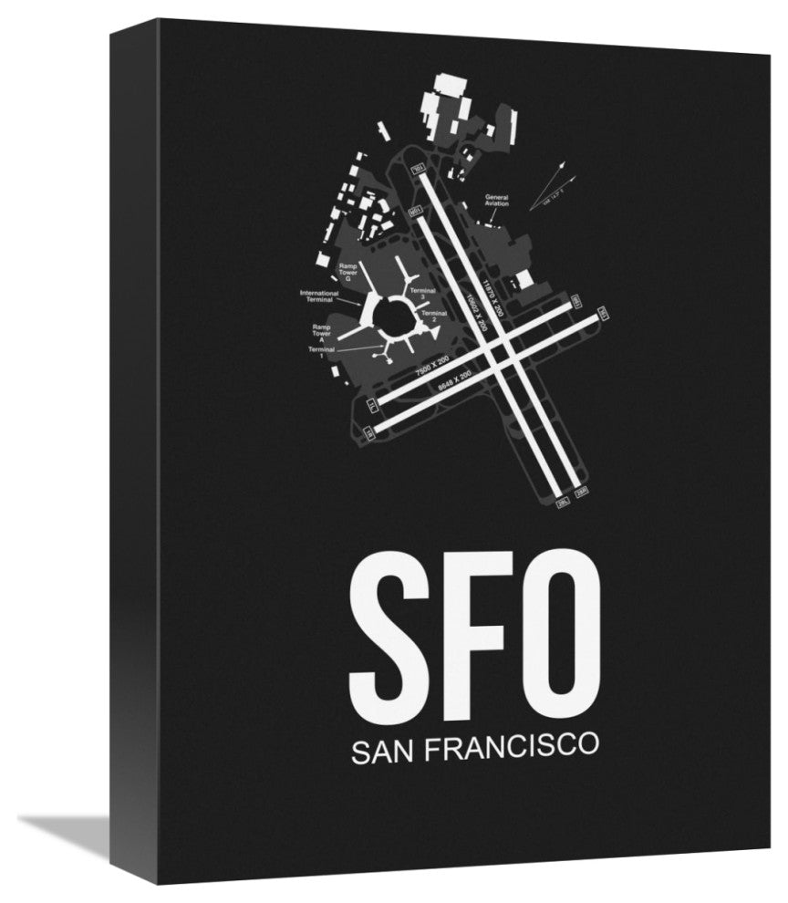 "SFO San Francisco Airport Black" Fine Art Print
