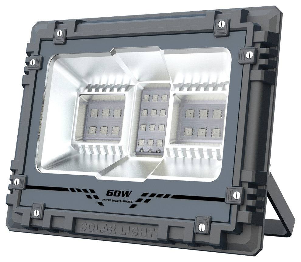 Solar Powered 4W/16W Black Outdoor RGB LED Flood Light, 16w