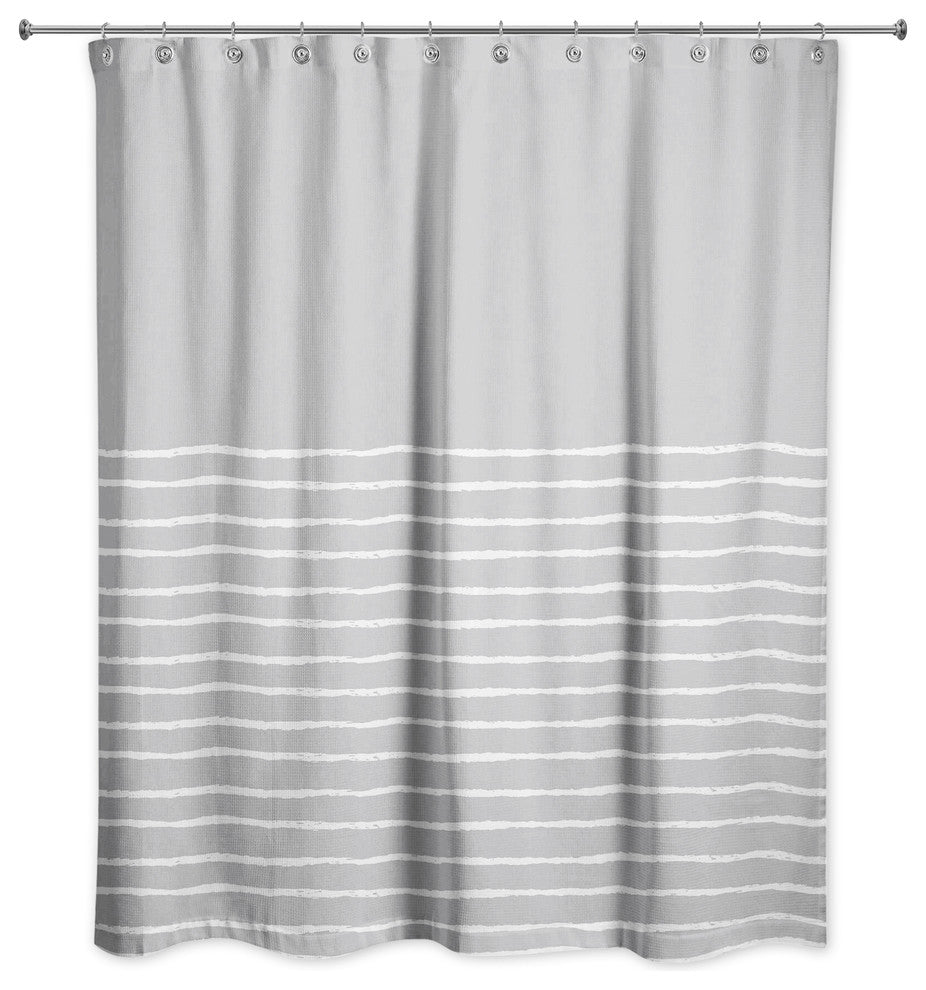Sketch Stripes Shower Curtain, Gray and White
