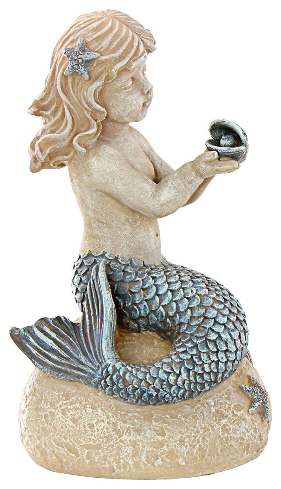 Little Girl Mermaid Holding Shell