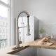 VIGO Edison 19" H Single Handle Pull-Down Sprayer Kitchen Faucet, Stainless Steel, No Sensor, With Deck Plate