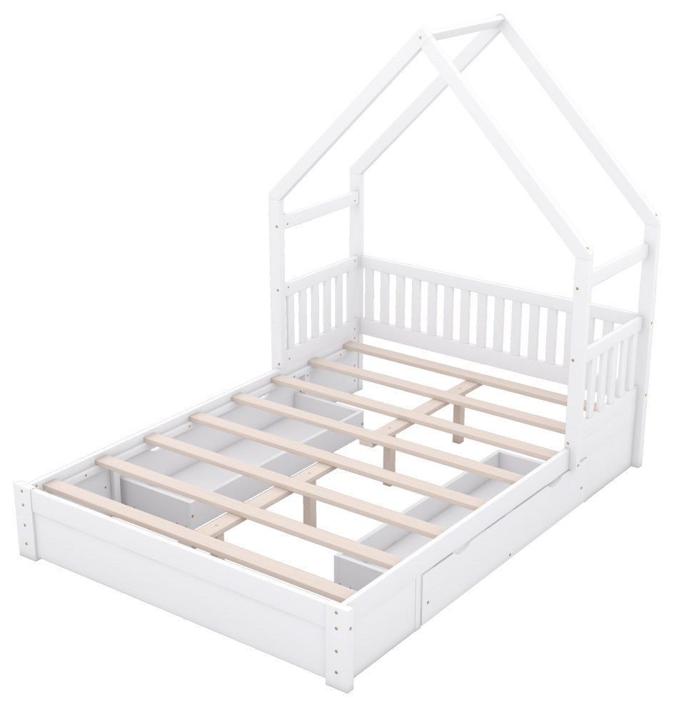 Gewnee Wood Queen Size House Platform Bed