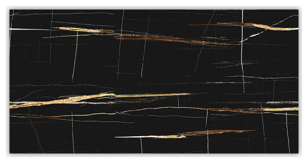 Sahara Noir Black Polished 24x48 Porcelain Tile