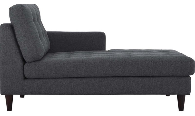 Modern Gray Empress Right-Arm Upholstered Fabric Chaise