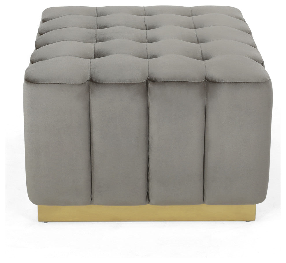 Fairfax Modern Glam Velvet Tufted Ottoman